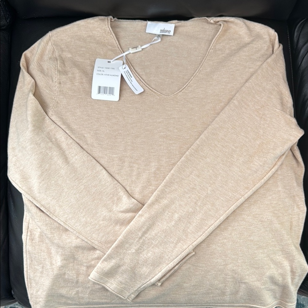 Essentials by Milano Tan V-Neck Sweater